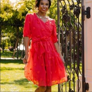 Ivy City Co Red Pom Pom Dress